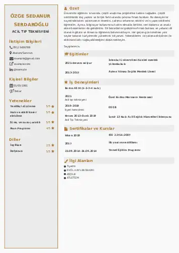 Acil Tıp Teknisyeni CV Örnekleri cv indir